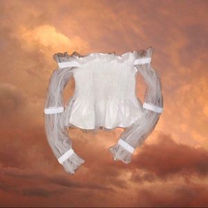 White sheer long-sleeves top